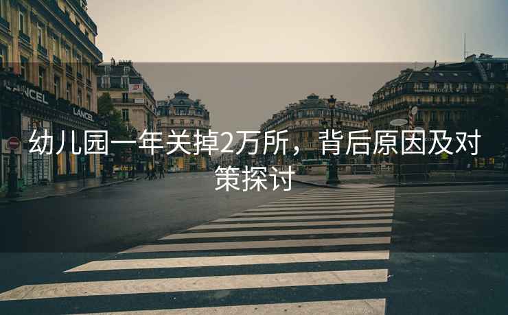 幼兒園一年關(guān)掉2萬(wàn)所，背后原因及對策探討
