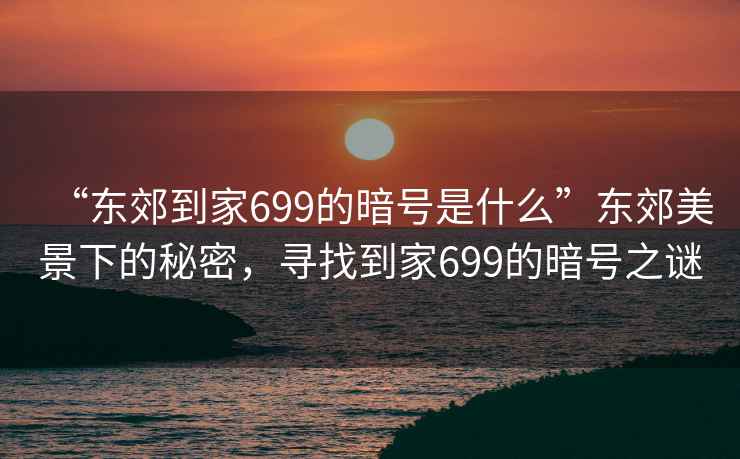 “東郊到家699的暗號是什么”東郊美景下的秘密，尋找到家699的暗號之謎