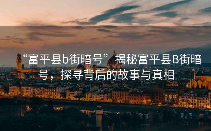 “富平縣b街暗號”揭秘富平縣B街暗號，探尋背后的故事與真相