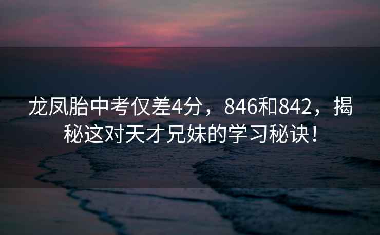 龍鳳胎中考僅差4分，846和842，揭秘這對天才兄妹的學(xué)習秘訣！