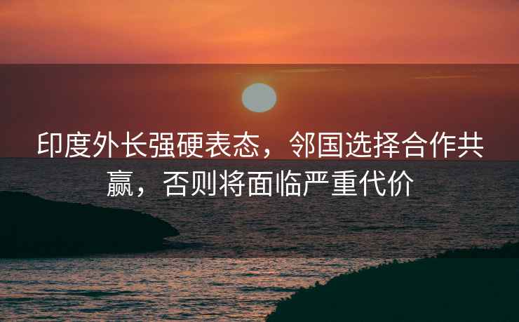 印度外長(cháng)強硬表態(tài)，鄰國選擇合作共贏(yíng)，否則將面臨嚴重代價(jià)