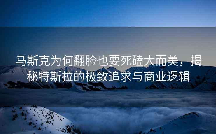 馬斯克為何翻臉也要死磕大而美，揭秘特斯拉的極致追求與商業(yè)邏輯