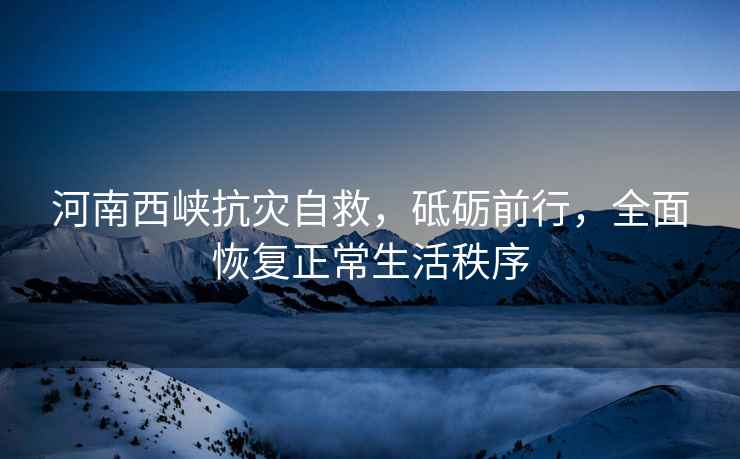 河南西峽抗災自救，砥礪前行，全面恢復正常生活秩序