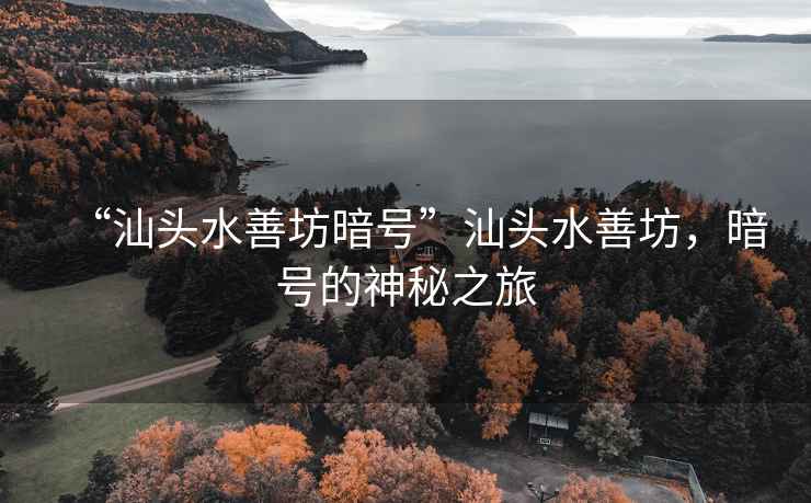 “汕頭水善坊暗號”汕頭水善坊，暗號的神秘之旅