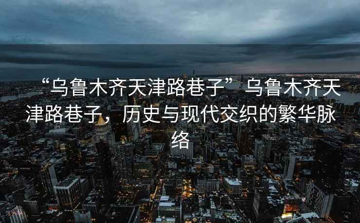 “烏魯木齊天津路巷子”烏魯木齊天津路巷子，歷史與現代交織的繁華脈絡(luò )