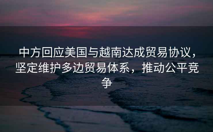 中方回應美國與越南達成貿易協(xié)議，堅定維護多邊貿易體系，推動(dòng)公平競爭