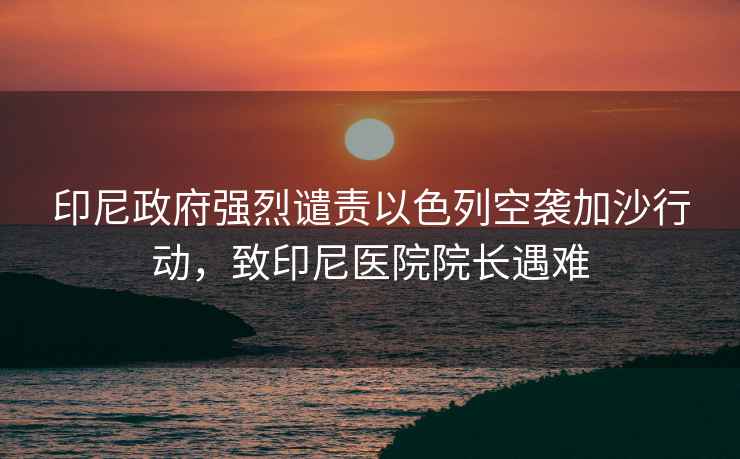 印尼政府強烈譴責以色列空襲加沙行動(dòng)，致印尼醫院院長(cháng)遇難