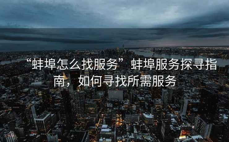 “蚌埠怎么找服務(wù)”蚌埠服務(wù)探尋指南，如何尋找所需服務(wù)