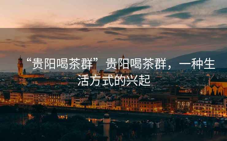 “貴陽(yáng)喝茶群”貴陽(yáng)喝茶群，一種生活方式的興起