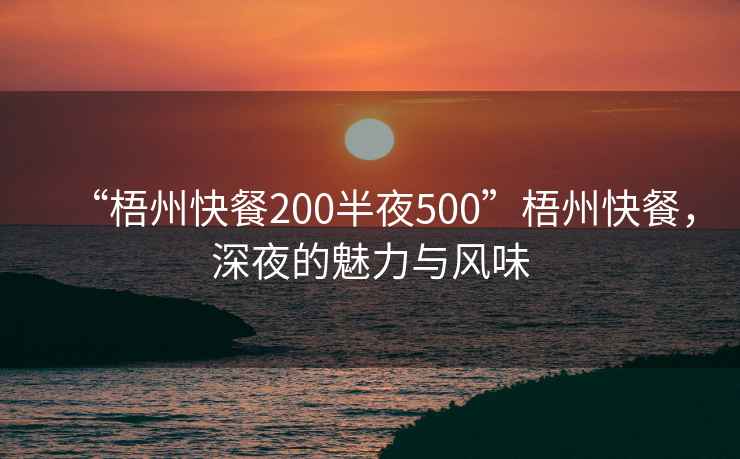 “梧州快餐200半夜500”梧州快餐，深夜的魅力與風(fēng)味