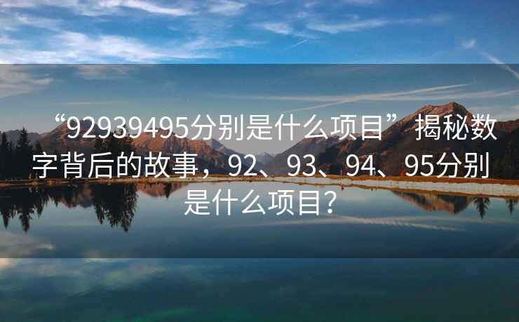 “92939495分別是什么項目”揭秘數字背后的故事，92、93、94、95分別是什么項目？
