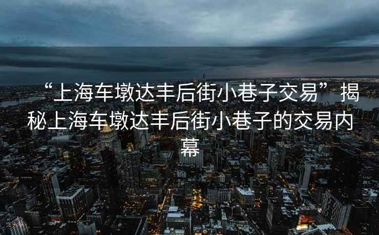 “上海車(chē)墩達豐后街小巷子交易”揭秘上海車(chē)墩達豐后街小巷子的交易內幕