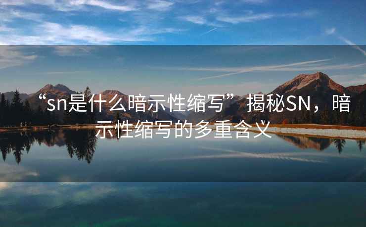 “sn是什么暗示性縮寫(xiě)”揭秘SN，暗示性縮寫(xiě)的多重含義