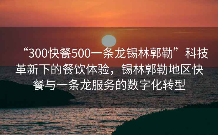 “300快餐500一條龍錫林郭勒”科技革新下的餐飲體驗，錫林郭勒地區快餐與一條龍服務(wù)的數字化轉型