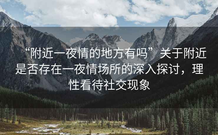 “附近一夜情的地方有嗎”關(guān)于附近是否存在一夜情場(chǎng)所的深入探討，理性看待社交現象