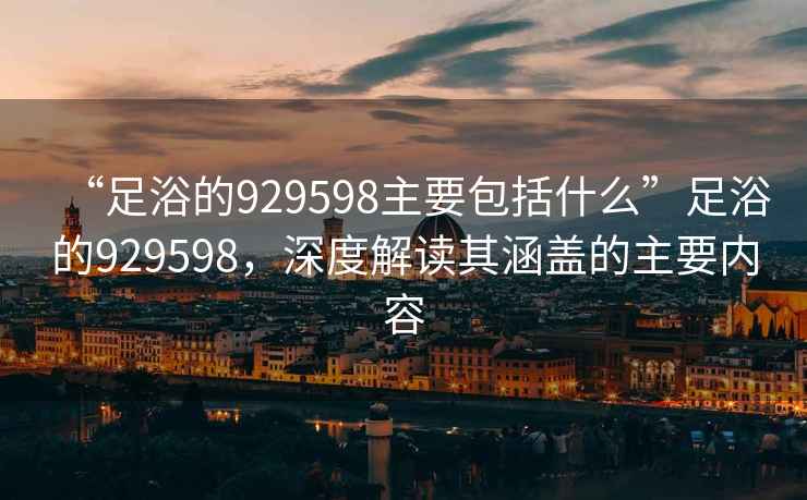 “足浴的929598主要包括什么”足浴的929598，深度解讀其涵蓋的主要內容