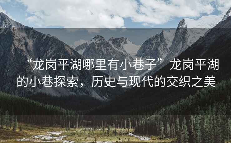 “龍崗平湖哪里有小巷子”龍崗平湖的小巷探索，歷史與現代的交織之美