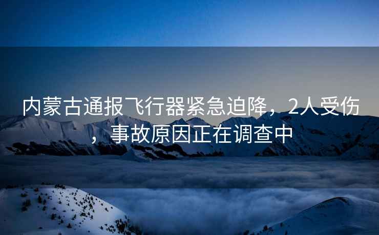 內蒙古通報飛行器緊急迫降，2人受傷，事故原因正在調查中