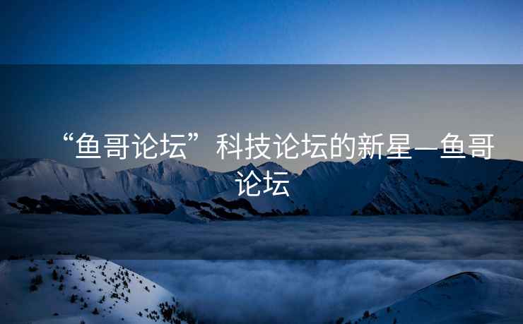 “魚(yú)哥論壇”科技論壇的新星—魚(yú)哥論壇
