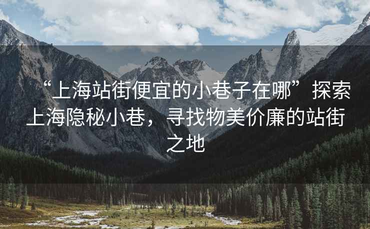 “上海站街便宜的小巷子在哪”探索上海隱秘小巷，尋找物美價(jià)廉的站街之地