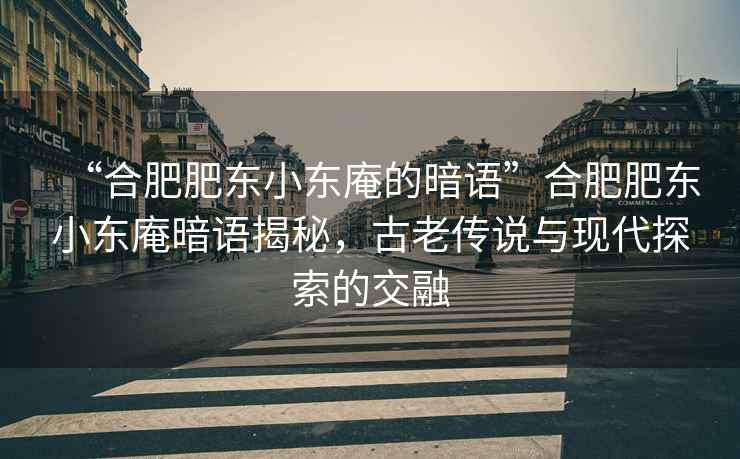 “合肥肥東小東庵的暗語(yǔ)”合肥肥東小東庵暗語(yǔ)揭秘，古老傳說(shuō)與現代探索的交融