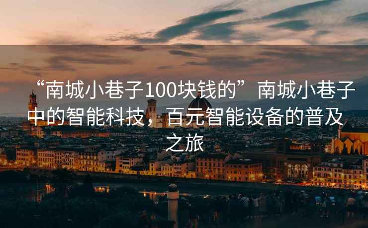 “南城小巷子100塊錢(qián)的”南城小巷子中的智能科技，百元智能設備的普及之旅