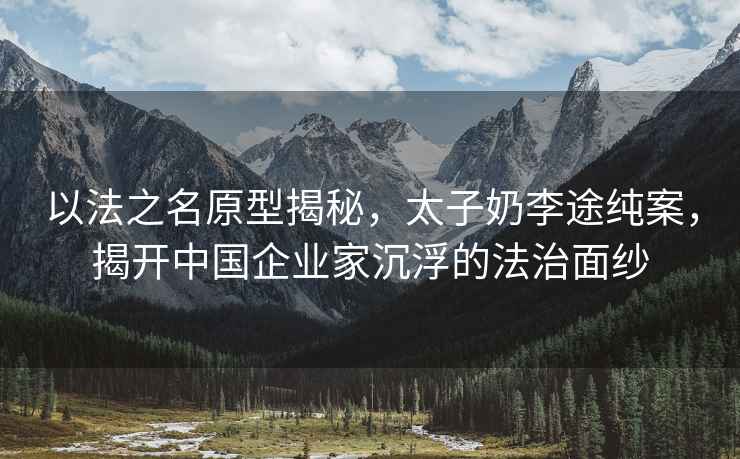 以法之名原型揭秘，太子奶李途純案，揭開(kāi)中國企業(yè)家沉浮的法治面紗