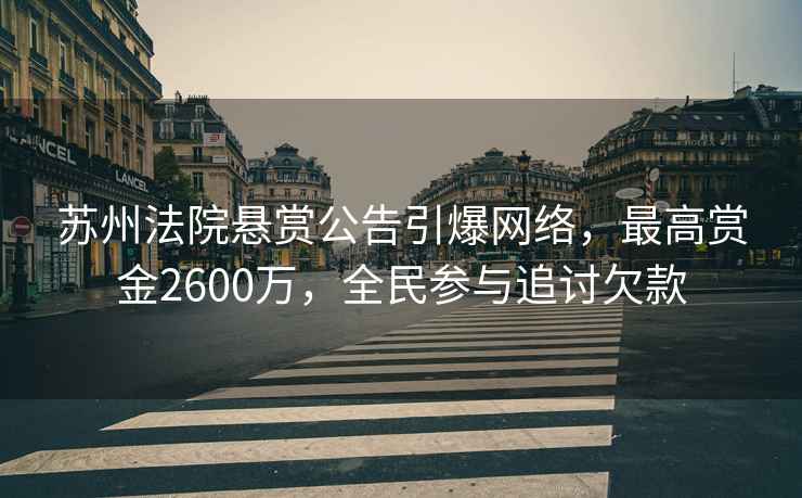 蘇州法院懸賞公告引爆網(wǎng)絡(luò )，最高賞金2600萬(wàn)，全民參與追討欠款
