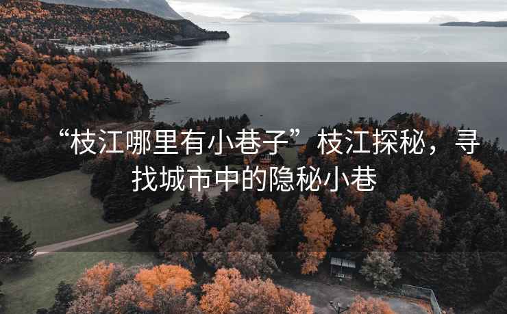 “枝江哪里有小巷子”枝江探秘，尋找城市中的隱秘小巷