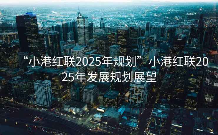 “小港紅聯(lián)2025年規劃”小港紅聯(lián)2025年發(fā)展規劃展望