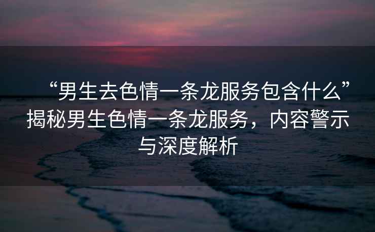“男生去色情一條龍服務(wù)包含什么”揭秘男生色情一條龍服務(wù)，內容警示與深度解析