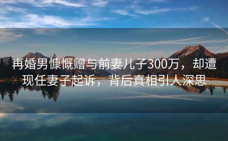 再婚男慷慨贈與前妻兒子300萬(wàn)，卻遭現任妻子起訴，背后真相引人深思