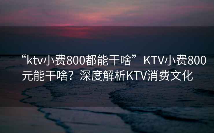 “ktv小費800都能干啥”KTV小費800元能干啥？深度解析KTV消費文化