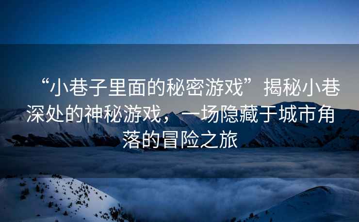“小巷子里面的秘密游戲”揭秘小巷深處的神秘游戲，一場(chǎng)隱藏于城市角落的冒險之旅