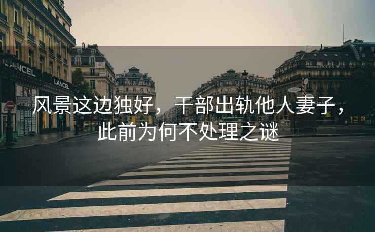 風(fēng)景這邊獨好，干部出軌他人妻子，此前為何不處理之謎