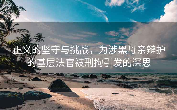 正義的堅守與挑戰，為涉黑母親辯護的基層法官被刑拘引發(fā)的深思