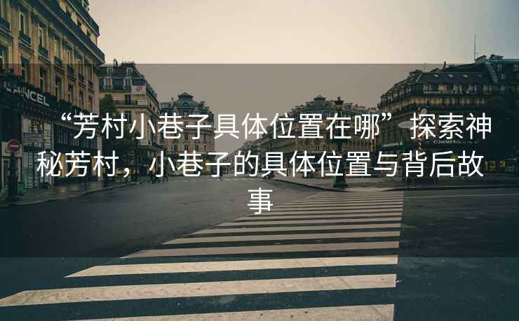 “芳村小巷子具體位置在哪”探索神秘芳村，小巷子的具體位置與背后故事