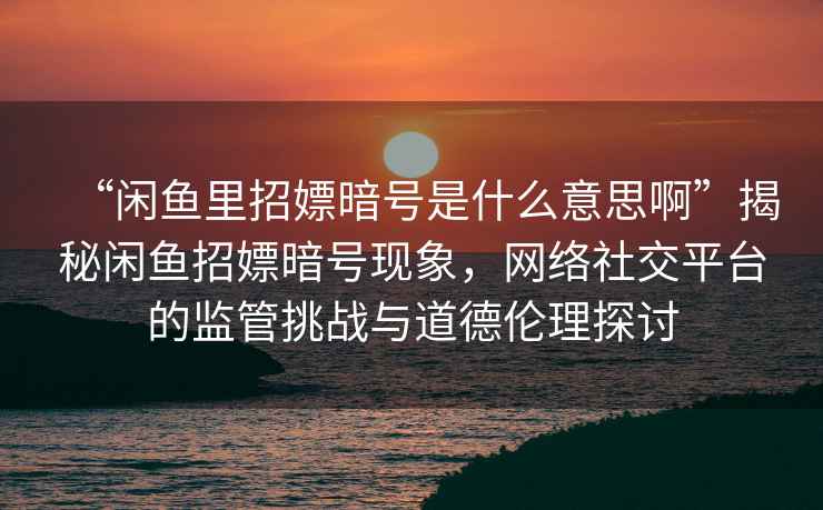 “閑魚(yú)里招嫖暗號是什么意思啊”揭秘閑魚(yú)招嫖暗號現象，網(wǎng)絡(luò )社交平臺的監管挑戰與道德倫理探討