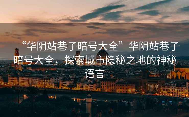 “華陰站巷子暗號大全”華陰站巷子暗號大全，探索城市隱秘之地的神秘語(yǔ)言
