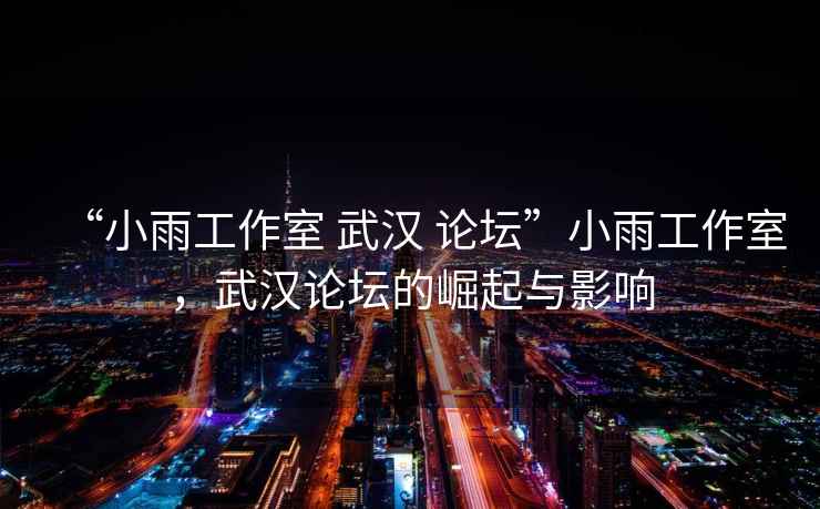 “小雨工作室 武漢 論壇”小雨工作室，武漢論壇的崛起與影響