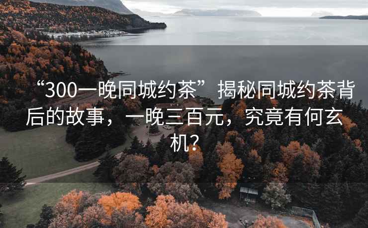 “300一晚同城約茶”揭秘同城約茶背后的故事，一晚三百元，究竟有何玄機？