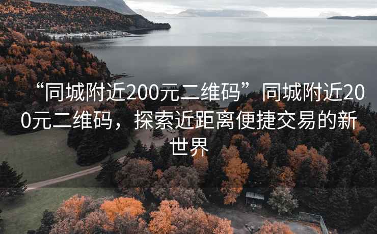 “同城附近200元二維碼”同城附近200元二維碼，探索近距離便捷交易的新世界