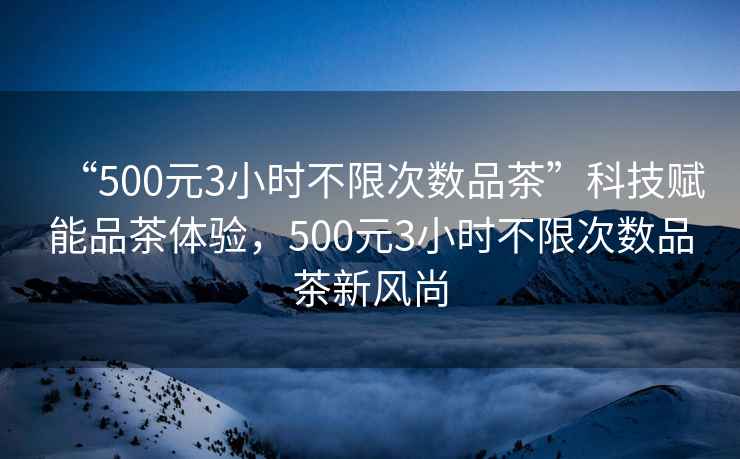 “500元3小時(shí)不限次數品茶”科技賦能品茶體驗，500元3小時(shí)不限次數品茶新風(fēng)尚