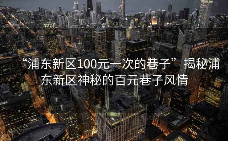 “浦東新區100元一次的巷子”揭秘浦東新區神秘的百元巷子風(fēng)情