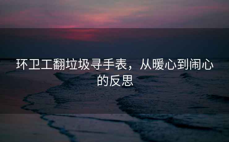 環(huán)衛工翻垃圾尋手表，從暖心到鬧心的反思