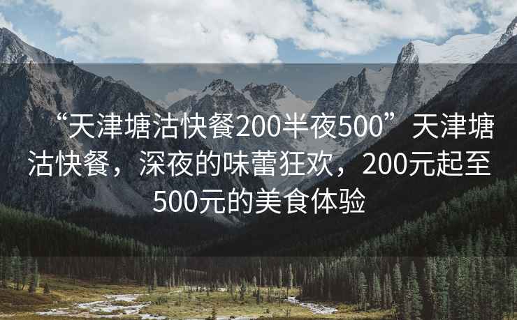 “天津塘沽快餐200半夜500”天津塘沽快餐，深夜的味蕾狂歡，200元起至500元的美食體驗