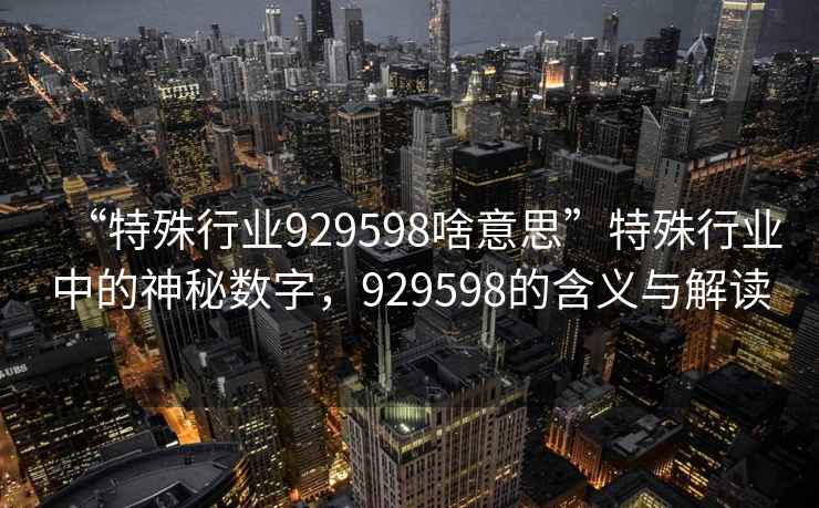 “特殊行業(yè)929598啥意思”特殊行業(yè)中的神秘數字，929598的含義與解讀