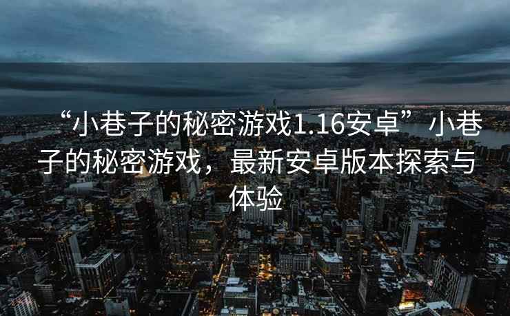 “小巷子的秘密游戲1.16安卓”小巷子的秘密游戲，最新安卓版本探索與體驗