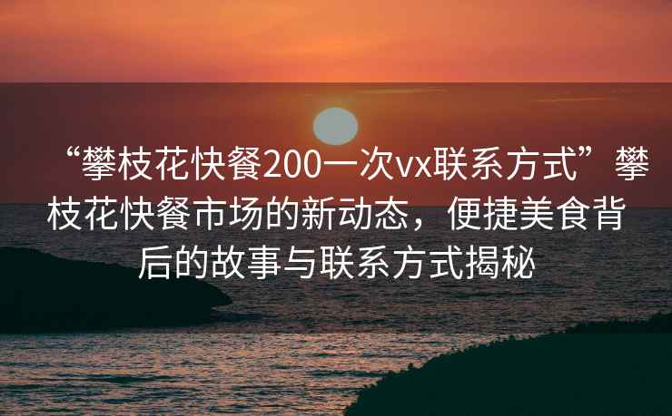 “攀枝花快餐200一次vx聯(lián)系方式”攀枝花快餐市場(chǎng)的新動(dòng)態(tài)，便捷美食背后的故事與聯(lián)系方式揭秘