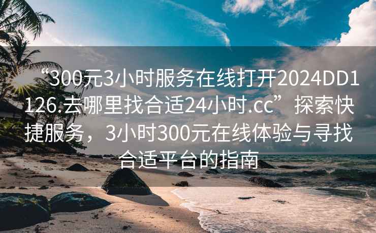 “300元3小時(shí)服務(wù)在線(xiàn)打開(kāi)2024DD1126.去哪里找合適24小時(shí).cc”探索快捷服務(wù)，3小時(shí)300元在線(xiàn)體驗與尋找合適平臺的指南